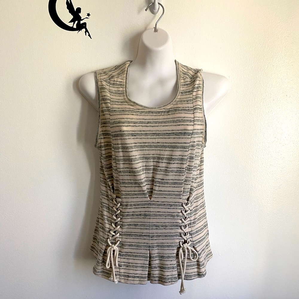 William Rast Striped Muscle Tee with Lace-Up Sides